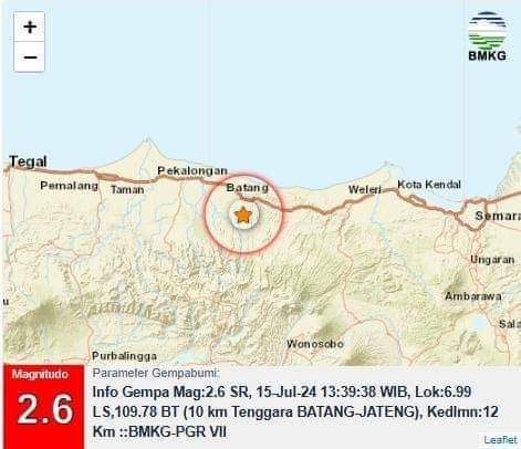 Wilayah Kabupaten Batang Kembali Diguncang Gempabumi Tektonik, Segini Kekuatan dan Kedalamannya 