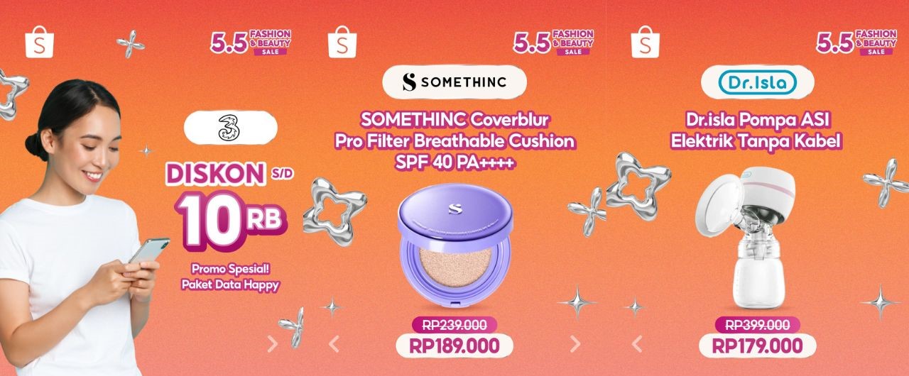 PROMO SERU Shopee 5.5 Fashion & Beauty: Diskon Gila-Gilaan Produk Skincare, Smartwatch, dan Paket Data!