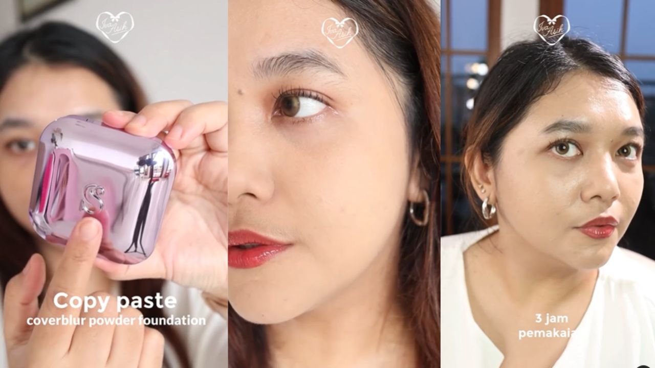 Review Somethinc Copy Paste Coverblur Powder Foundation Setelah 3 Jam Pemakaian, Noda Bekas Jerawat Masih...