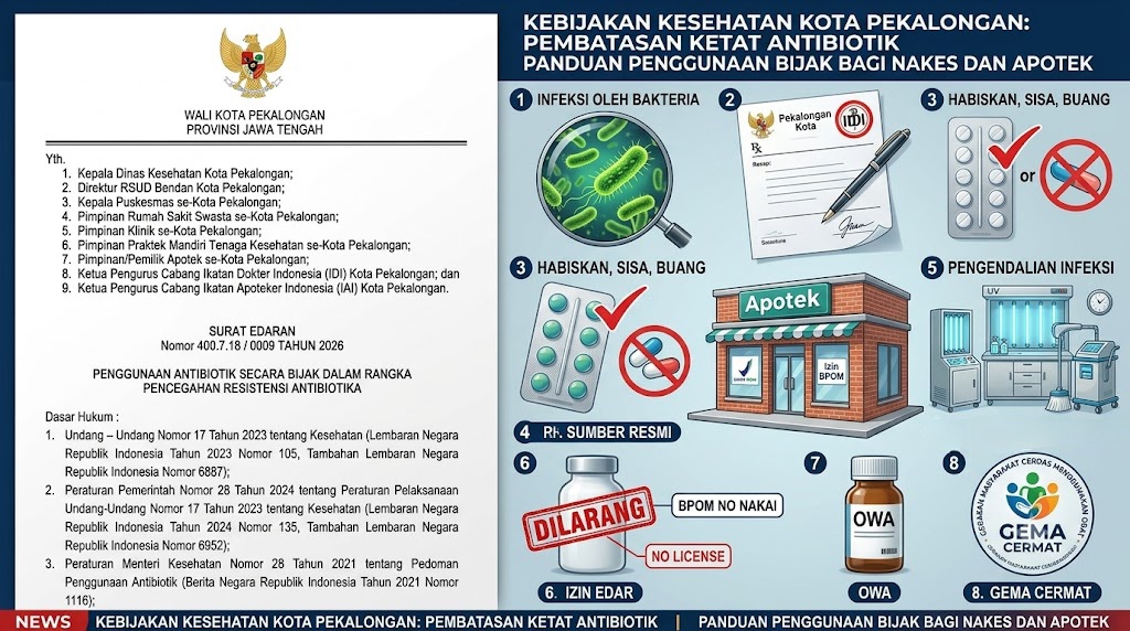 Wali Kota Pekalongan Terbitkan Surat Edaran Penggunaan Antibiotik Secara Bijak, Cegah Resistensi Antibiotika