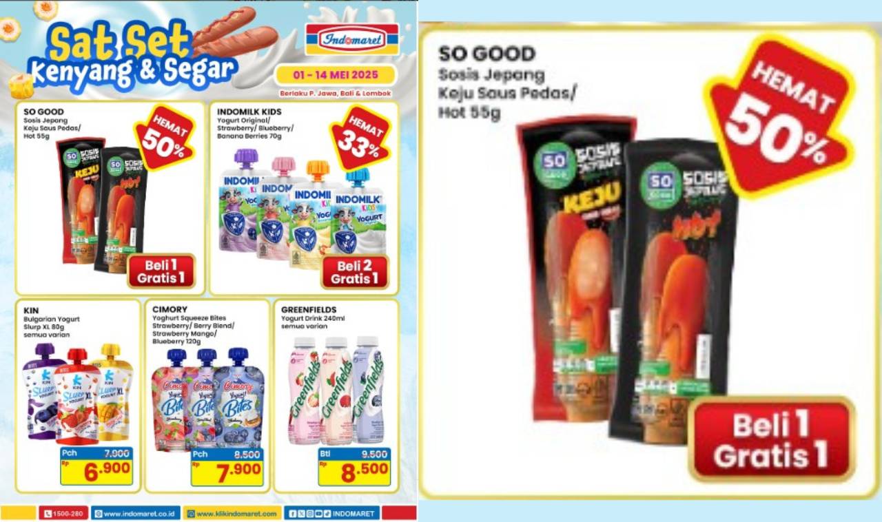 Diskon Hingga 50%! Belanja di Indomaret Sat Set Kenyang dan Segar Sampai 14 Mei 2025