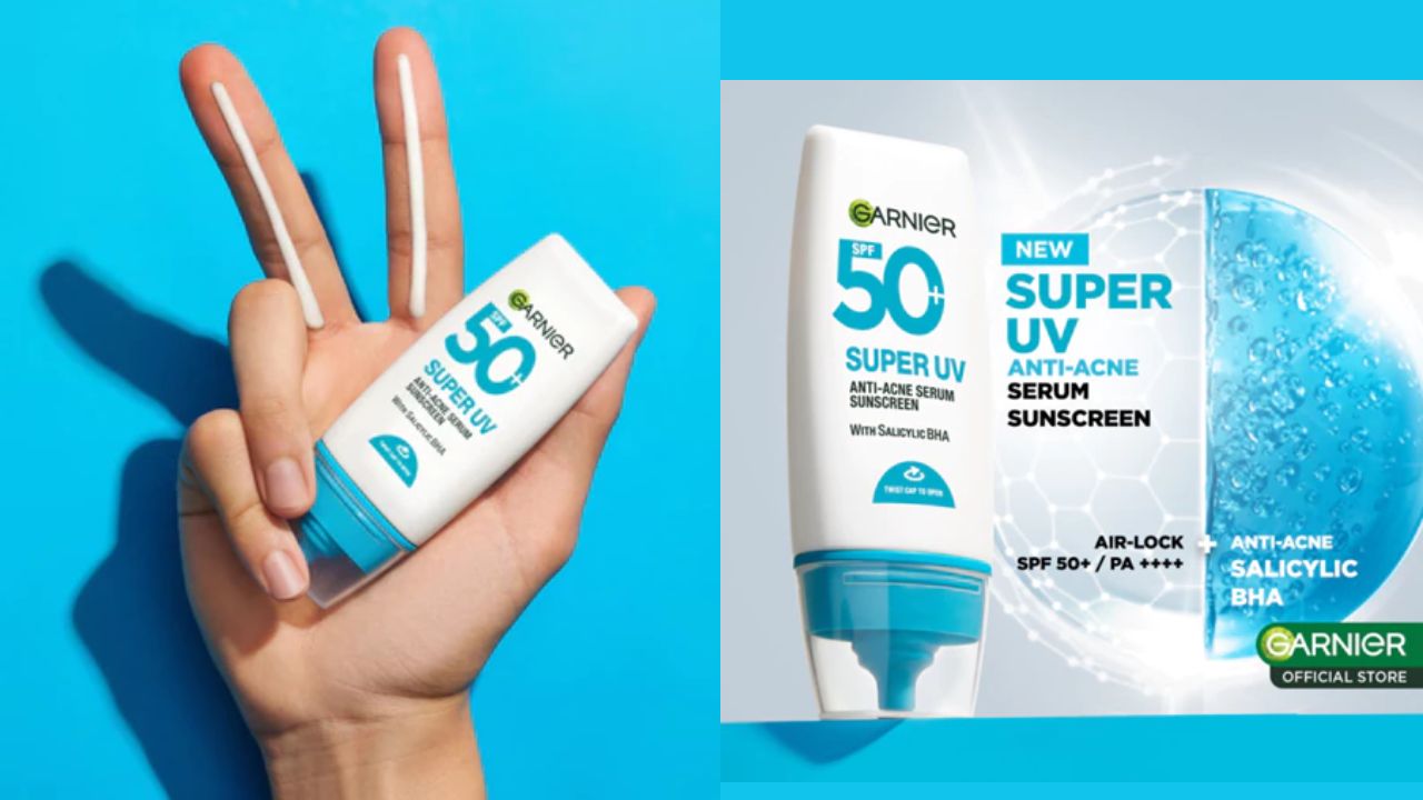 NEW LAUNCH! Review Garnier Super UV Anti-Acne Serum Sunscreen SPF 50+ PA++++, Bye Jerawat