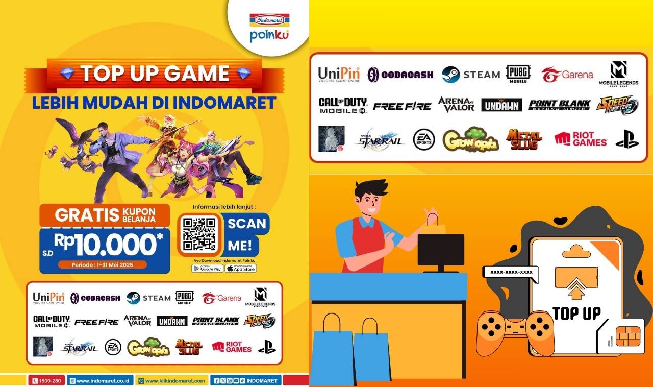Sekarang Top Up Game Lebih Mudah di Indomaret, Dapat Kupon Belanja Gratis Hingga Rp10.000!
