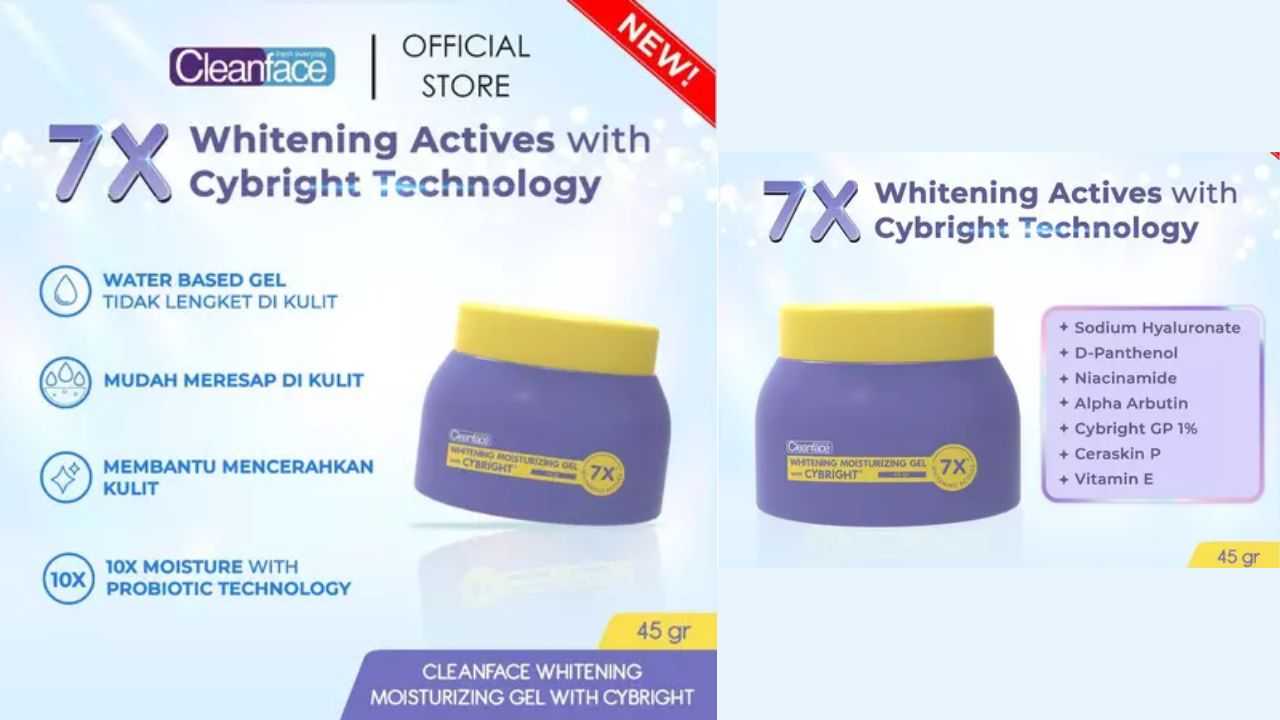 NEW LAUNCH! Review Cleanface Whitening Moisturizing Gel Cybright, Rp 30 Ribuan Aman untuk Kulit Sensitif 