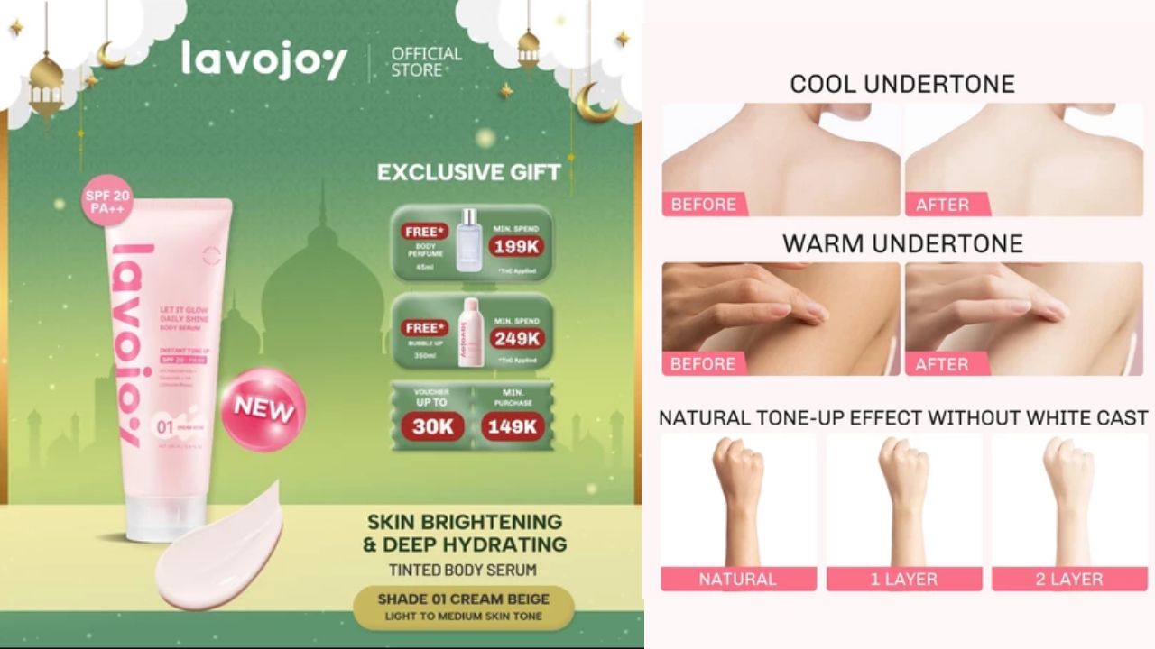 NEW LAUNCH SHADE! Review lavojoy Let it Glow Daily Shine Body Serum Instant Tone Up, Ada SPF 20 PA++