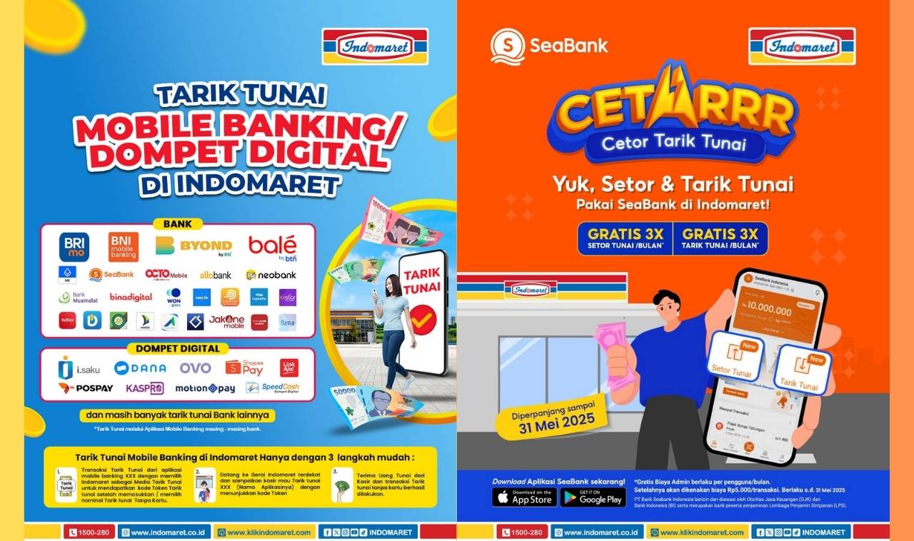 Setor dan Tarik Tunai Pakai SeaBank di Indomaret, Gratis Biaya Admin 3x per Bulan!