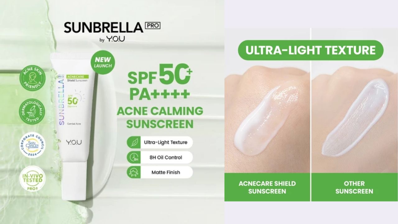 Review YOU Sunbrella Pro Acnecare Shield Sunscreen SPF 50+ PA++++, Cocok untuk Kulit Berjerawat 