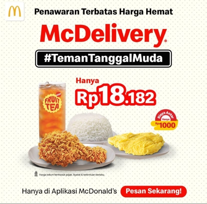 Promo! Penawaran Terbatas Harga Hemat Hari Ini di McDonald's Hanya Rp18.182