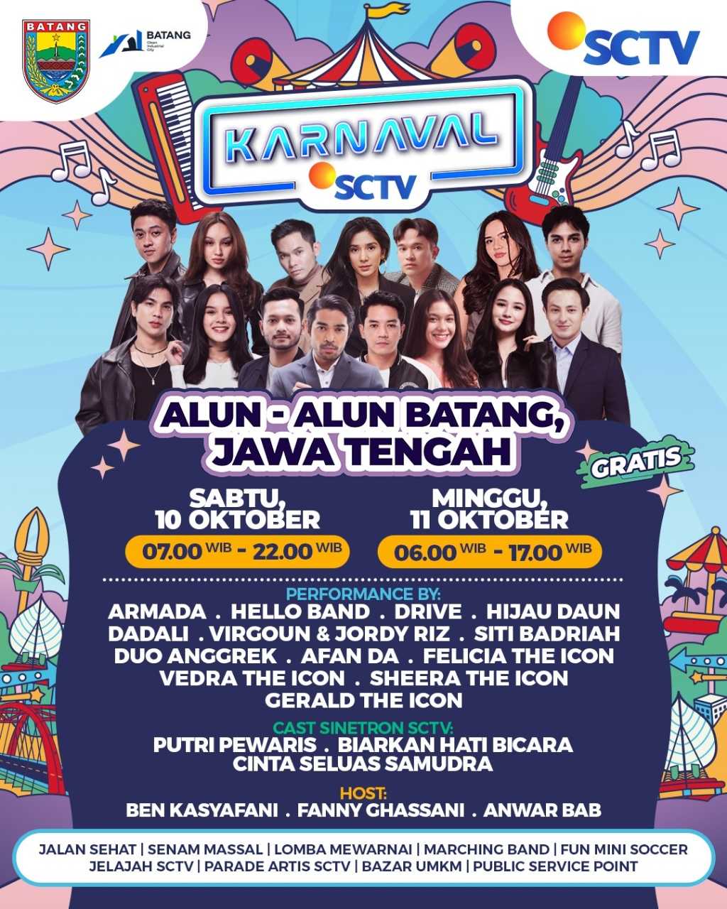 Karnaval SCTV Pertama Kali Digelar di Batang 10-11 Oktober 2026, Cek Jadwal dan Pengisinya