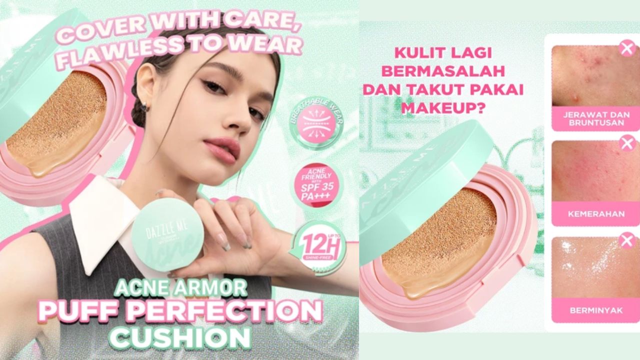 NEW LAUNCH! Review Dazzle Me Acne Armor Puff Perfection Cushion, Samarkan Kusam & Kemerahan 