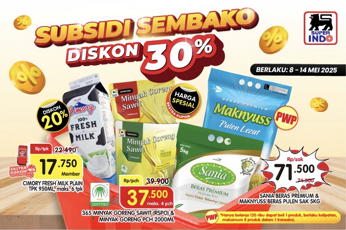 DISKON HINGGA 30%! Promo Superindo Periode 8-14 Mei 2025: Subsidi Sembako Murah, Belanja Hemat Sekeluarga!