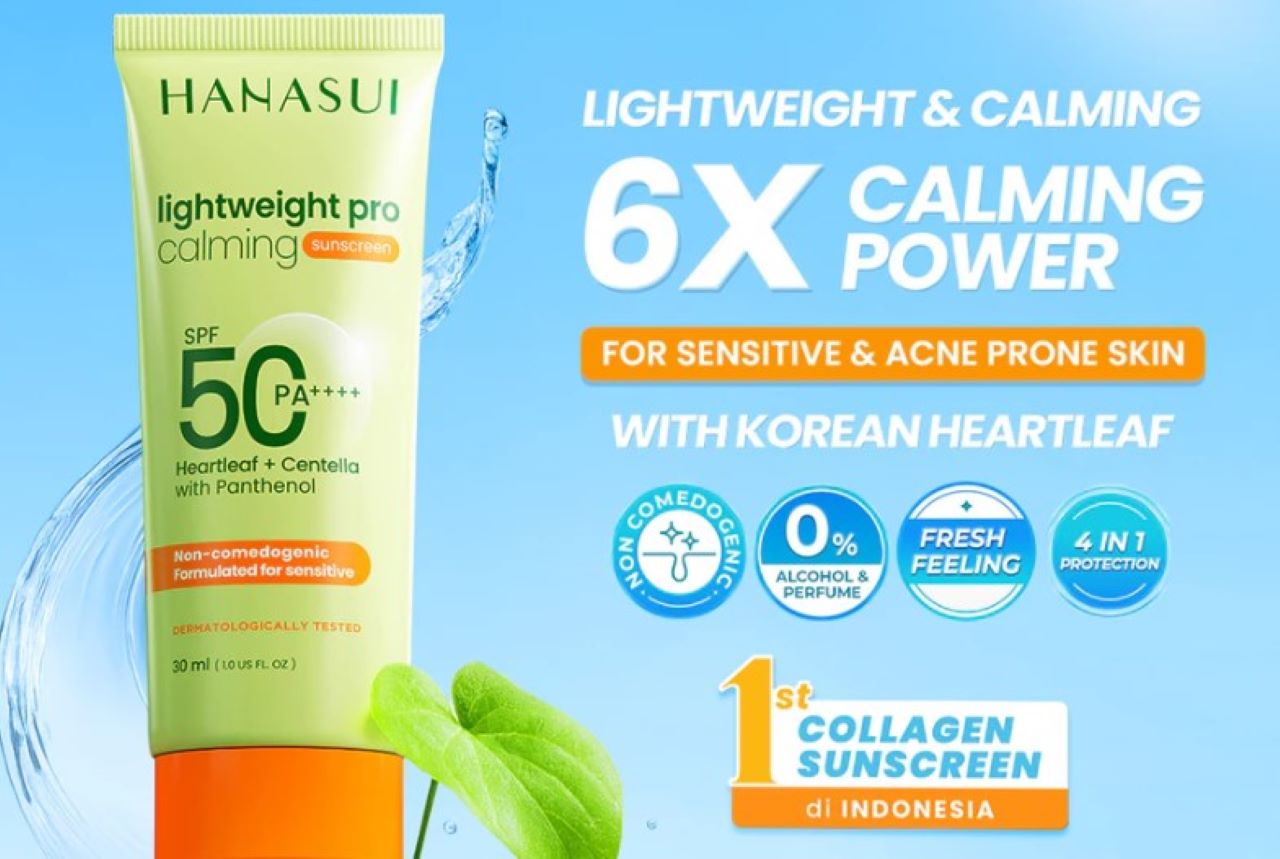 NEW! Review Hanasui Lightweight Pro Calming Sunscreen SPF 50 PA++++, Cocok untuk Kulit Sensitif dan Berjerawat