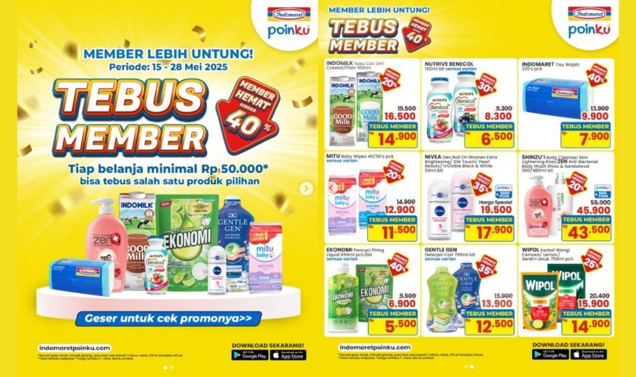 10 Produk Pilihan Tebus Murah Khusus Member Indomaret Poinku Mulai Rp5.500, Hemat sampai 40%