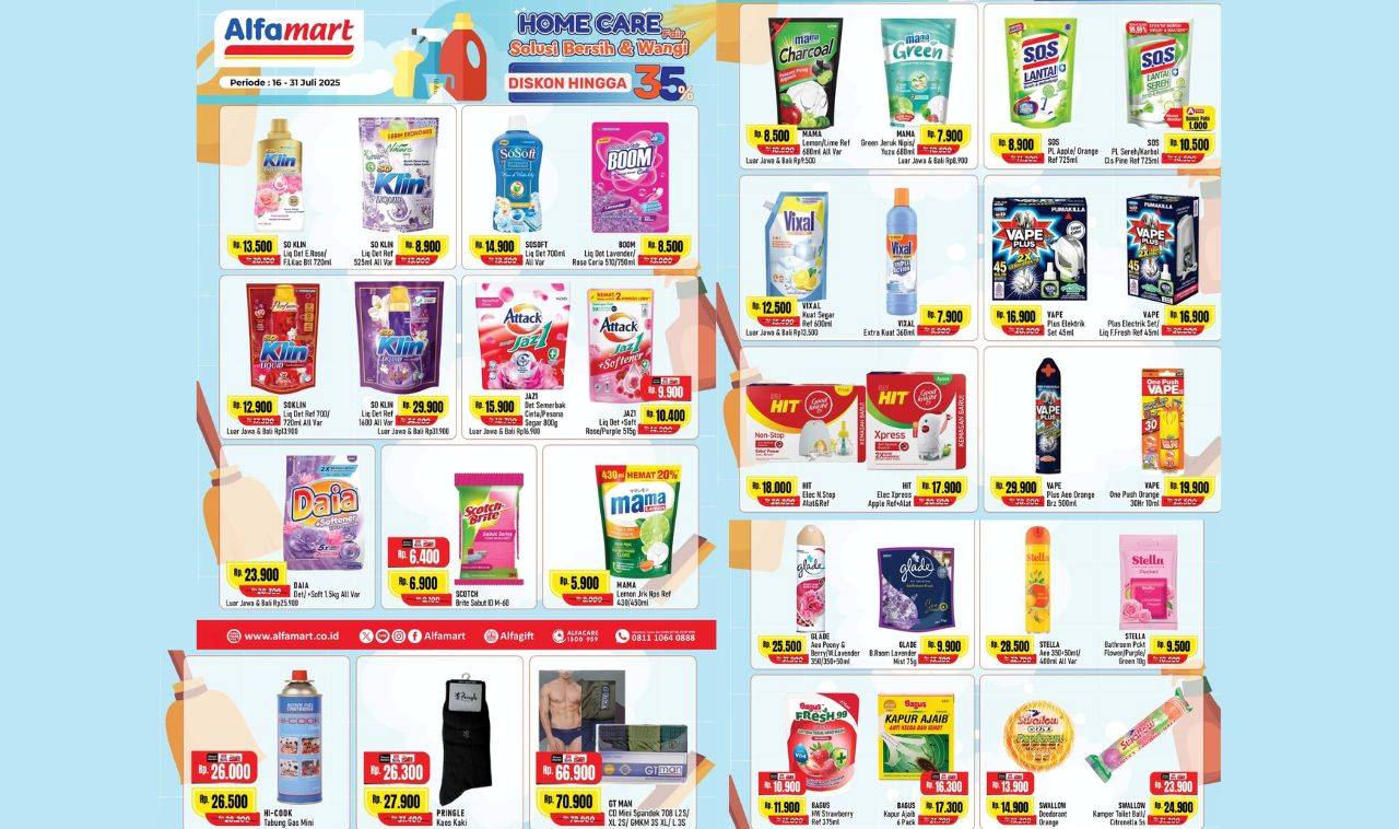 Ada Diskon Gila-Gilaan Hingga 43 Persen! Promo Alfamart Homecare Mulai Rp6.400 Sampai Rp70.900!