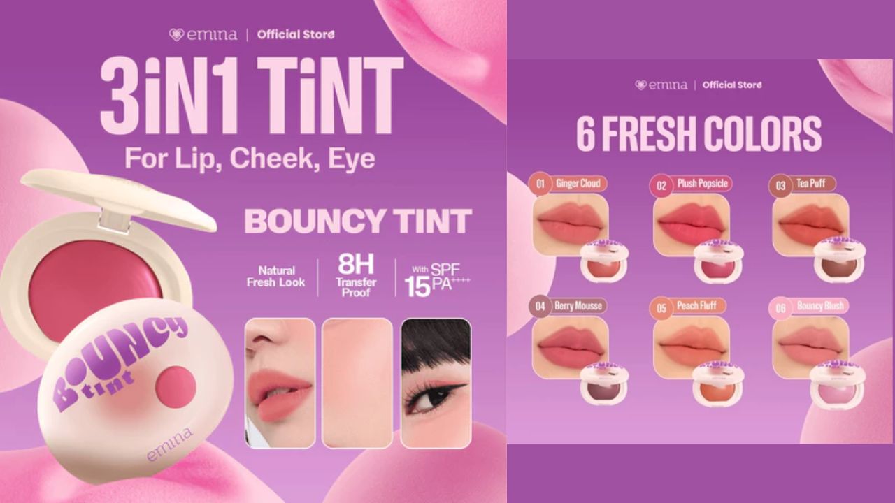 NEW LAUNCH! Review Emina Bouncy Tint 3 in 1 Lip, Cheek, & Eye, Pilihan Makeup Praktis