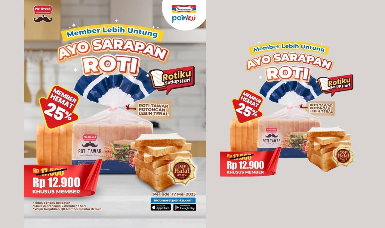 Buruan Serbu! Beli Mr. Bread Hemat 25% Khusus Member Poinku Indomaret, Cuma Rp12.900 Hari Ini