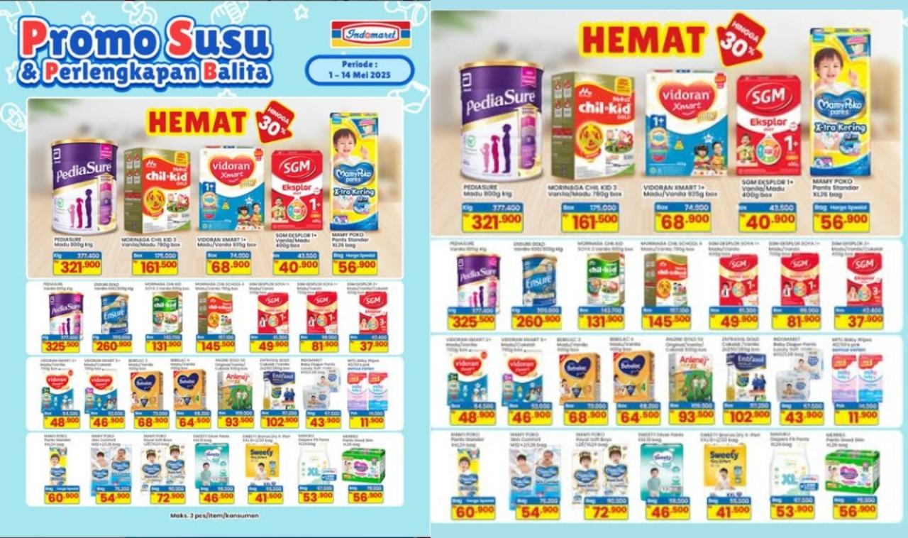 Promo Susu & Perlengkapan Balita di Indomaret: Harga Mulai Rp40 Ribuan, Hanya sampai 14 Mei 2025!