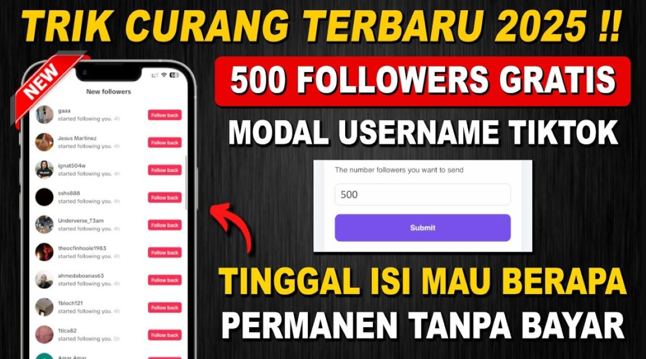 Cara Menambah Followers Tiktok Gratis Terbaru 2025, Dapat Ratusan Pengikut Terbaru dalam 10 Menit