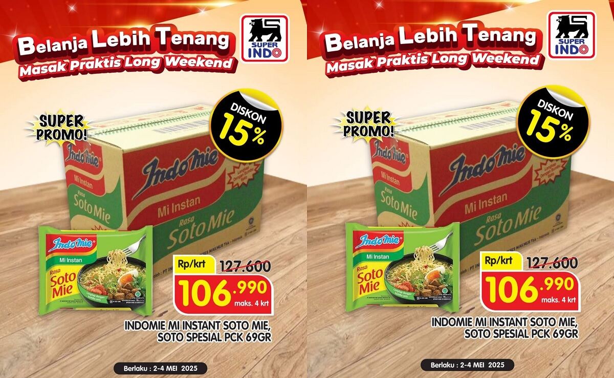 Cuma Tiga Hari! Promo Indomie Soto Mie di Superindo Diskon 15%, Belanja Hemat Long Weekend!