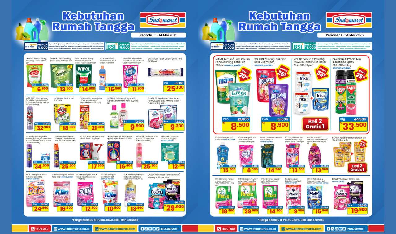 Super Hemat Belanja Kebutuhan Rumah Tangga di Indomaret, Diskon Hingga 33% Berlaku Nasional!
