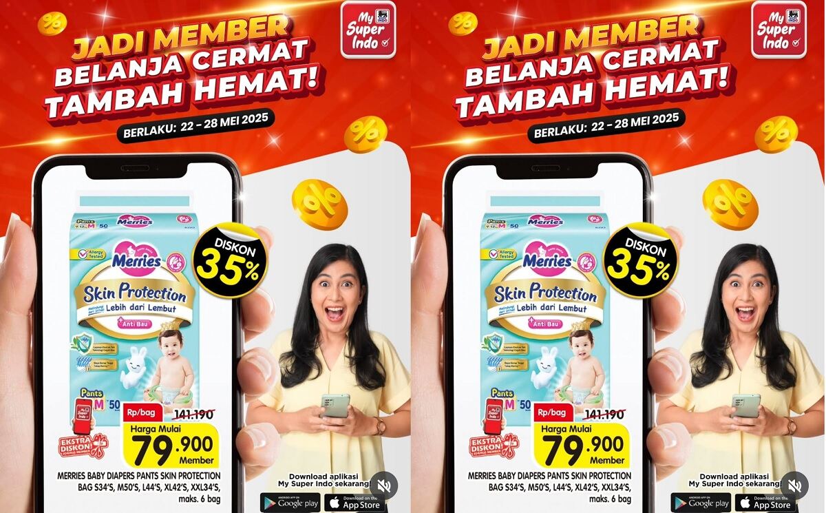 Diskon Gila 35%! Popok Merries Cuma Rp79.900 di Superindo, Stok Terbatas Buruan!