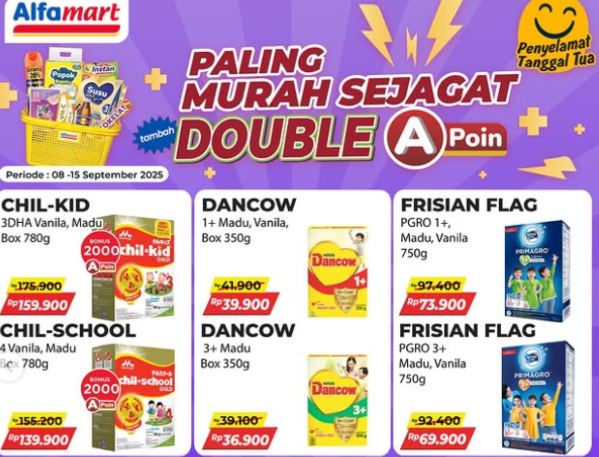 Susu Sehat Harga Hemat, Promo Produk Susu Pilihan di Alfamart sampai Tanggal 15 September 2025 