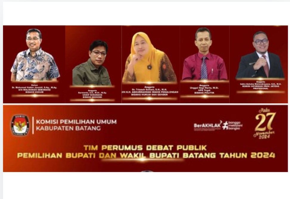 KPU Batang Umumkan 5 Panelis Debat Paslon Bupati dan Wakil Bupati Batang 2024