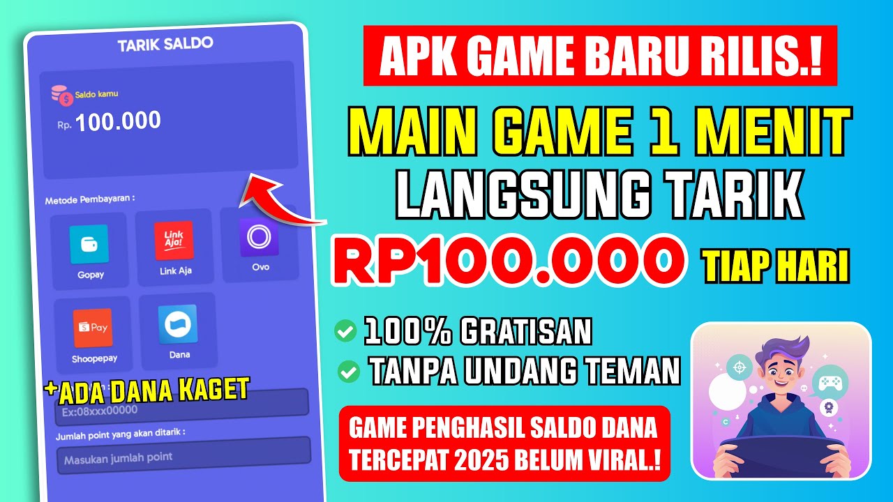 Main Game 1 Menit Langsung Tarik Rp 100.000 Berkali-Kali! Apk Game Penghasil Saldo DANA Baru Rilis