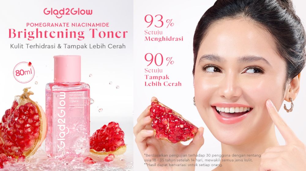 Review Glad2Glow Pomegranate Niacinamide Brightening Toner, Bikin Wajah Cerah dan Terhidrasi