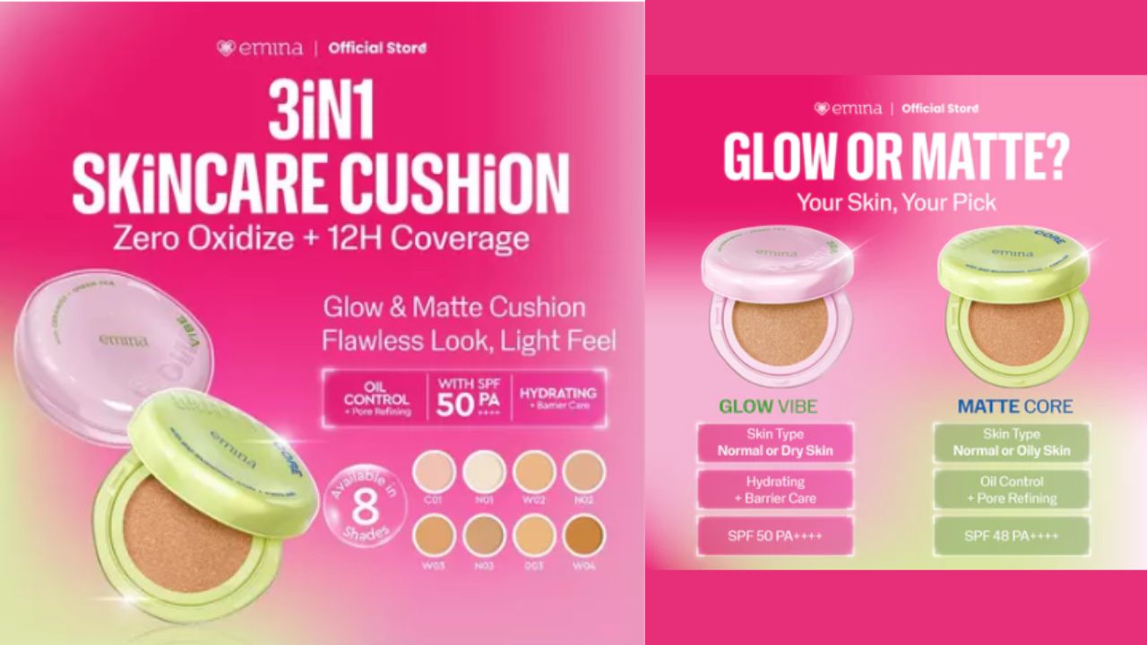 NEW LAUNCH! Review Emina 3in1 Skincare Cushion dengan 2 Varian, Mana yang Cocok di Kulitmu?