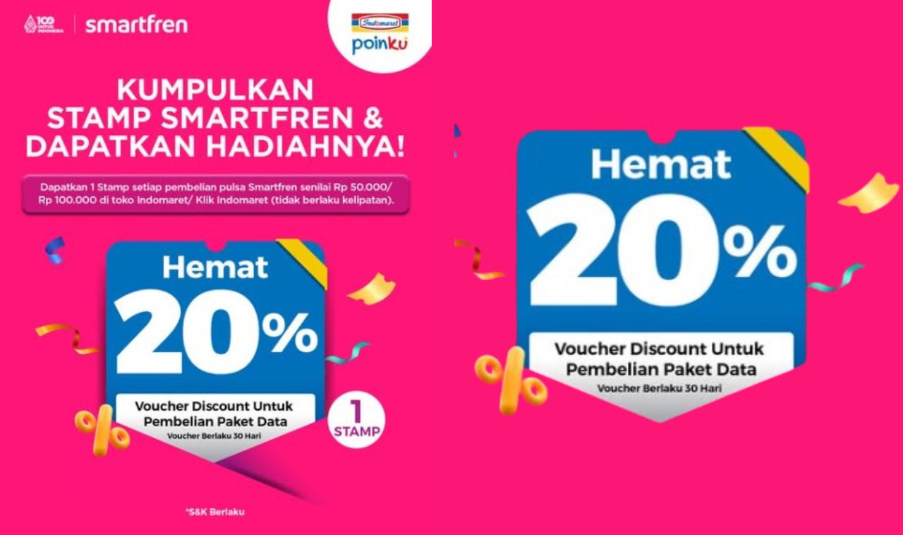 Kumpulkan Stamp dan Dapatkan Hadiahnya! Diskon 20% Paket Data Smartfren Mulai Rp50.000 di Indomaret