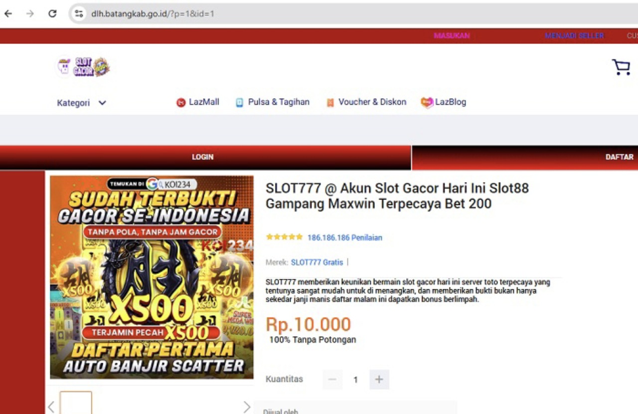 Situs Resmi Dinas Lingkungan Hidup Pemkab Batang Dibajak, Berubah Jadi Laman Judi Online 