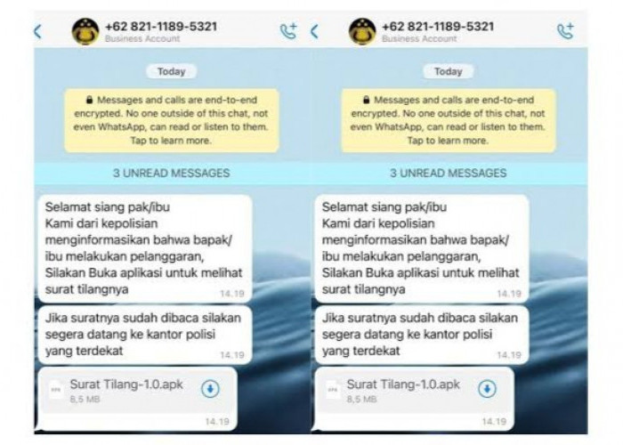 Awas, Penipuan Via WhatsApp Modus Surat Tilang, Masyarakat Diminta Tak Mudah Percaya