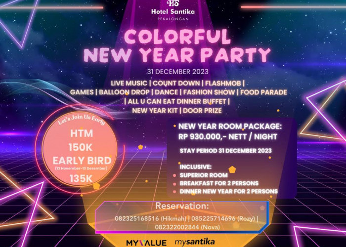 Colorful New Year Party, Rayakan Malam Tahun Baru Bersama Hotel Santika Pekalongan