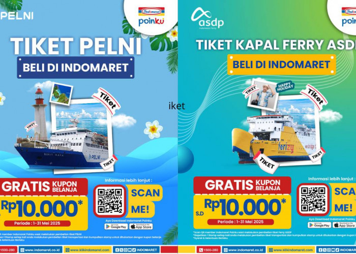 Beli Tiket di Indomaret untuk Kapal PELNI dan ASDP! Dapatkan Kupon Belanja Rp10.000 hingga 31 Mei 2025!