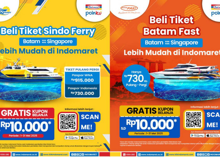 Beli Tiket Sindo Ferry & Fast Batam di Indomaret Mulai Rp730.000, Dapat Kupon Belanja Rp10.000!