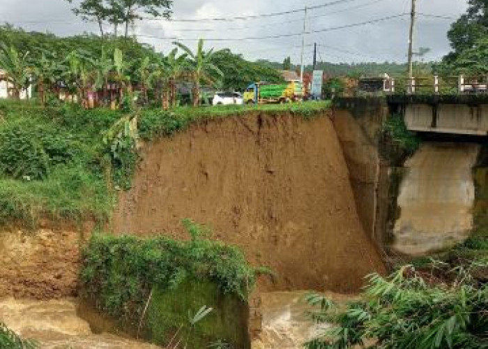 Viral! Talud Jembatan Provinsi di Perbatasan Pekalongan–Batang Ambrol, Akses Diperketat Satu Jalur