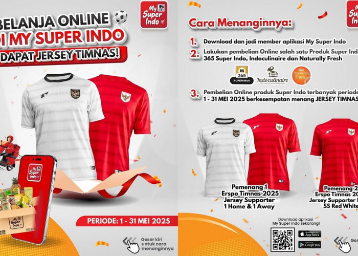Dapatkan Jersey Timnas Indonesia GRATIS! Promo Superindo Mei 2025 Hanya di Aplikasi, Belanja Mulai Rp50.000