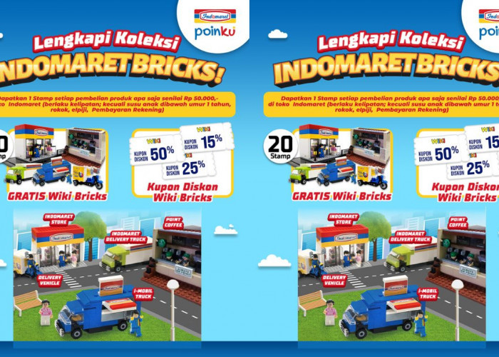 Koleksi Indomaret Bricks Gratis! Belanja Rp50.000 Langsung Dapat Stamp, Tukarkan dengan Hadiah Seru