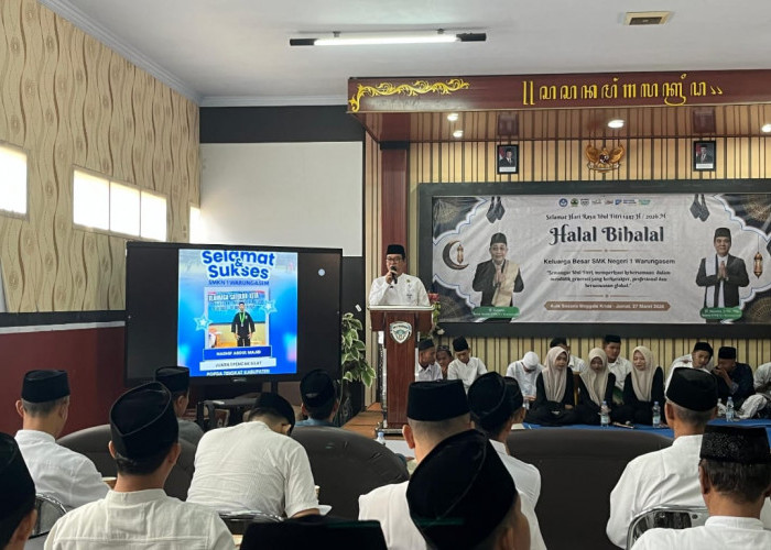 Perkuat Silaturahmi, Halal Bihalal SMKN 1 Warungasem Libatkan Guru Pendiri