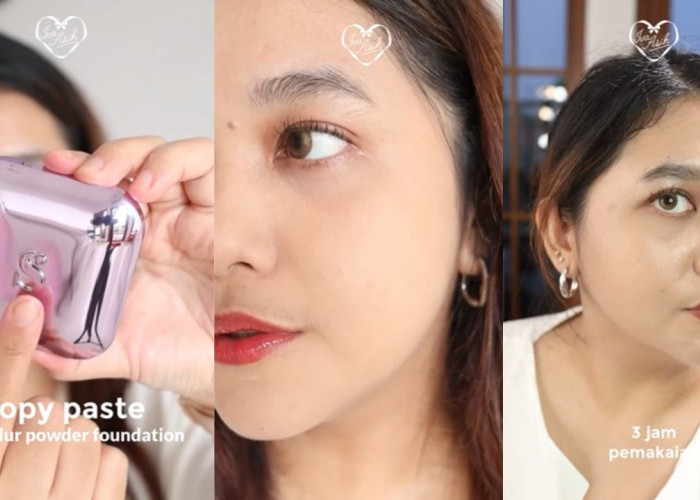 Review Somethinc Copy Paste Coverblur Powder Foundation Setelah 3 Jam Pemakaian, Noda Bekas Jerawat Masih...