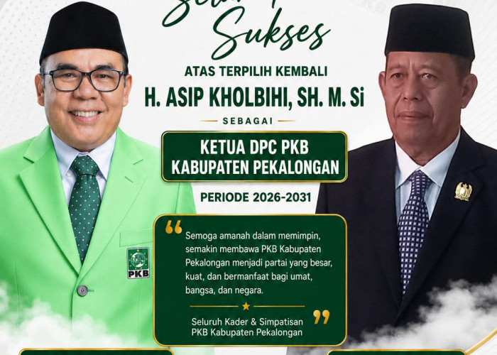 Ketua DPRD Abdul Munir Ucapkan Selamat kepada H. Asip Kholbihi yang Kembali Pimpin PKB Kabupaten Pekalongan