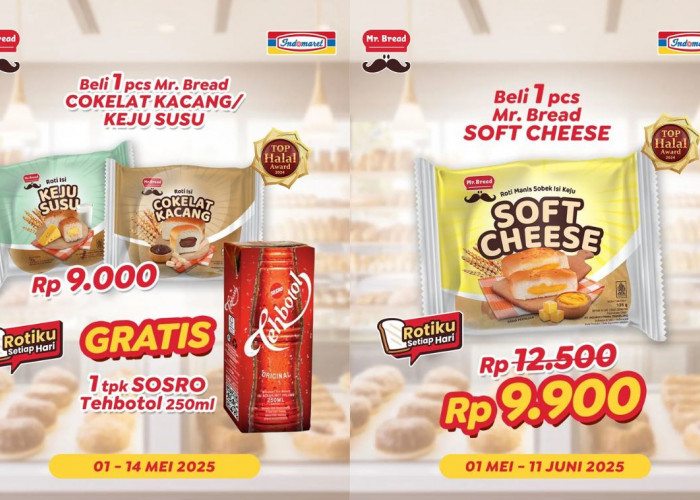 Cuma Rp9.000! Promo Mr. Bread di Indomaret: Dapat Teh Botol Gratis & Diskon Roti Keju Rp9.900