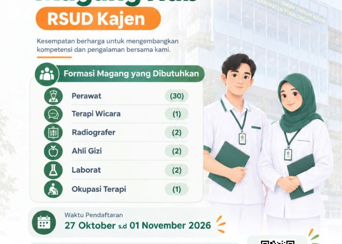RSUD Kajen Buka Magang Hub 2026, Ada 30 Kuota Perawat, Ini Posisi dan Jadwal Pendaftarannya