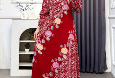 Sambut HUT ke-81 RI, Batik Rayhan Pekalongan Hadirkan Gamis Batik Merah Rayon Super