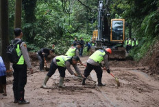 Jalur Karanganyar-Lebakbarang Kembali Normal, Polisi dan Tim Gabungan Bersihkan Material Longsor