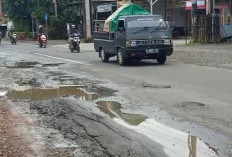 Jalan Provinsi Bojong–Kajen Rusak Parah, Lubang Tertutup Genangan Air Ancam Keselamatan Pengendara