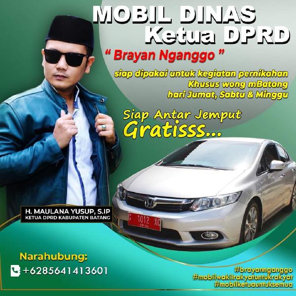 Butuh Mobil Pengantin ? Ketua DPRD Batang Siap Pinjamkan Sedan Kerennya