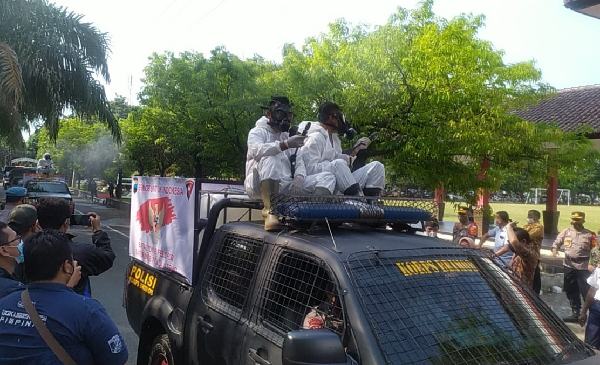 Ratusan Personel Gabungan Memulai Penyemprotan Disinfektan Serentak di Kota Pekalongan