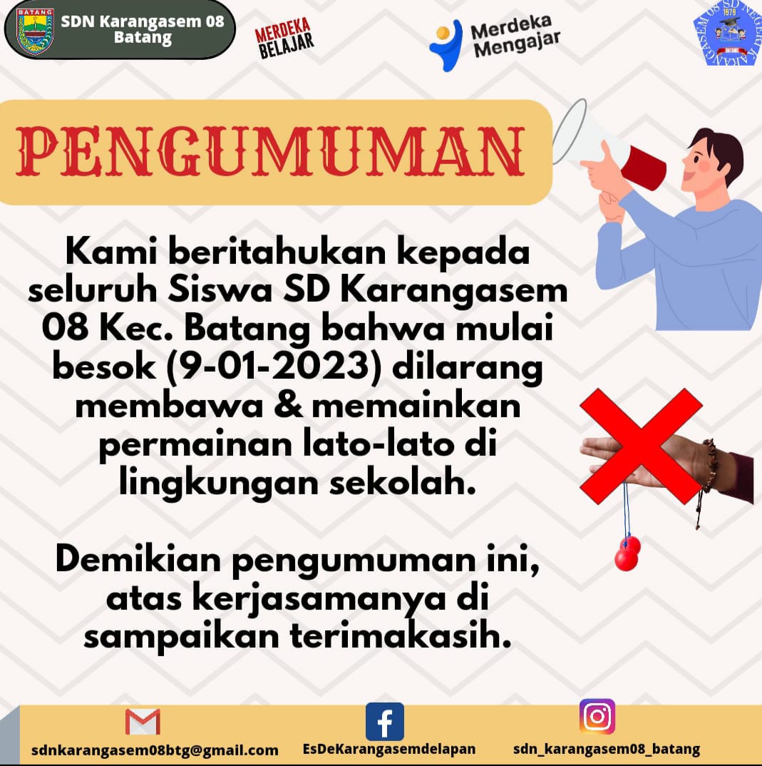 Murid SDN Karangasem 08 Batang Dilarang Bawa Lato-Lato ke Sekolah, Ini Alasannya